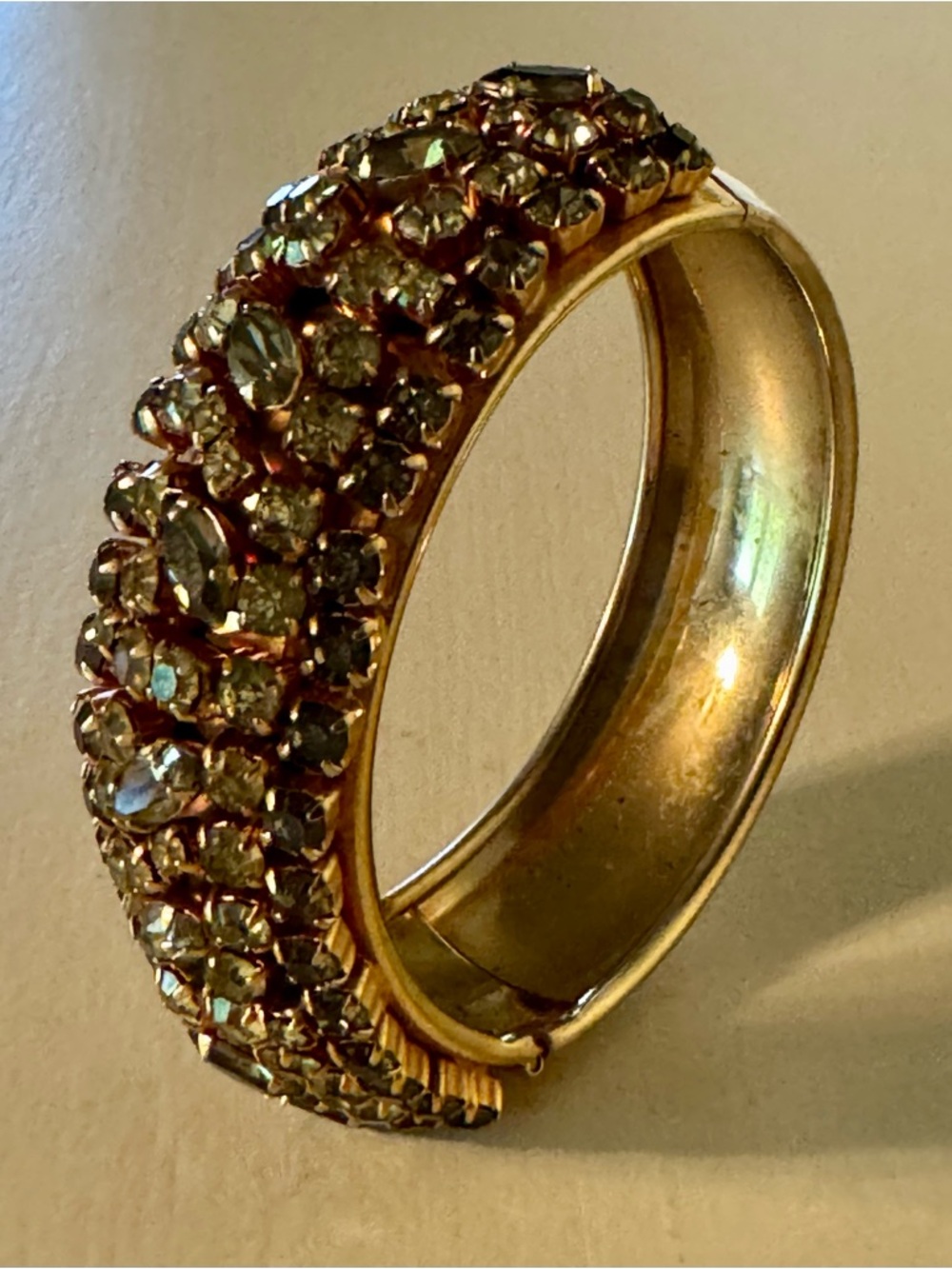 Glamorous Vintage Rhinestone Statement Bangle Bracelet